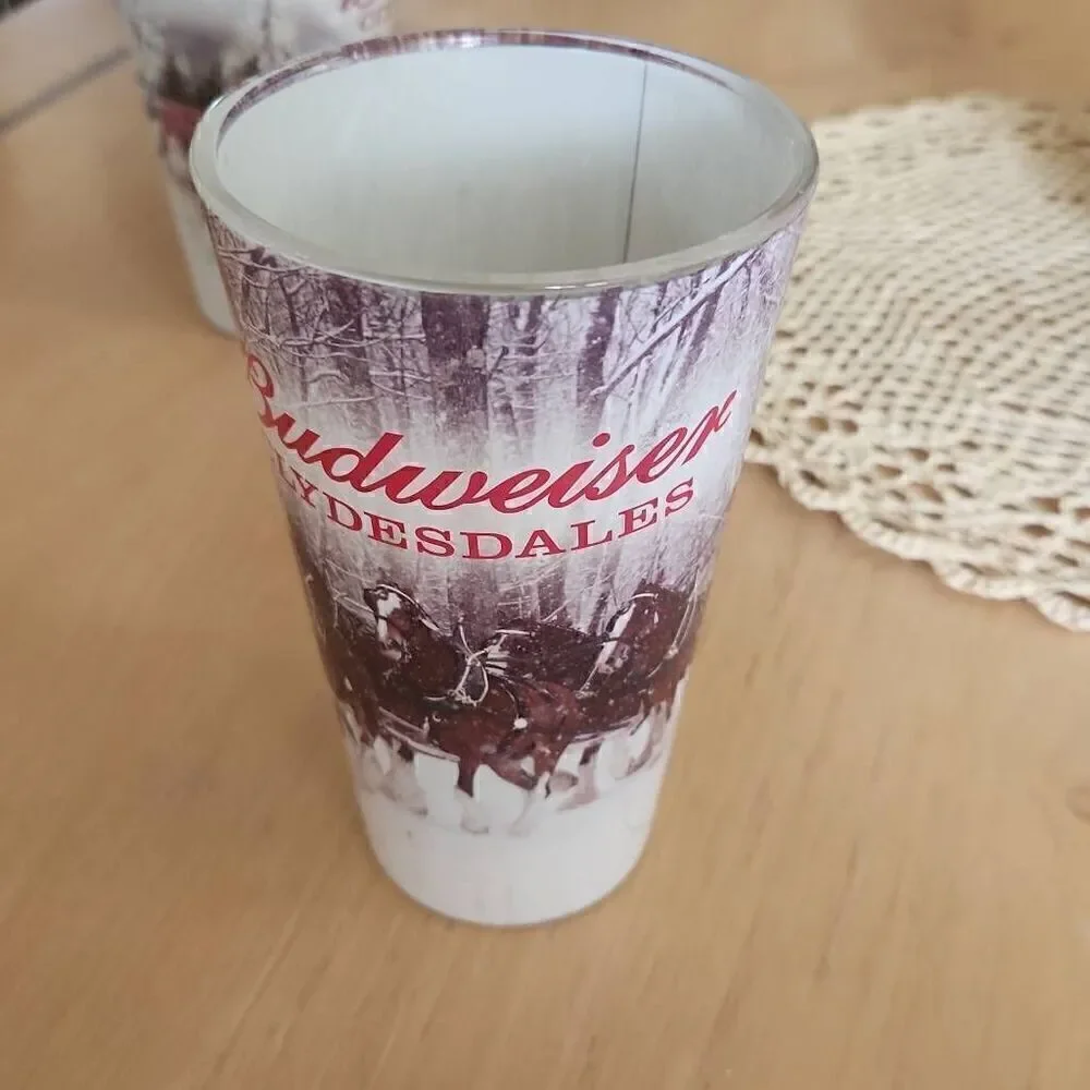 Vintage Budweiser Clydesdale frosted glasses set of 4